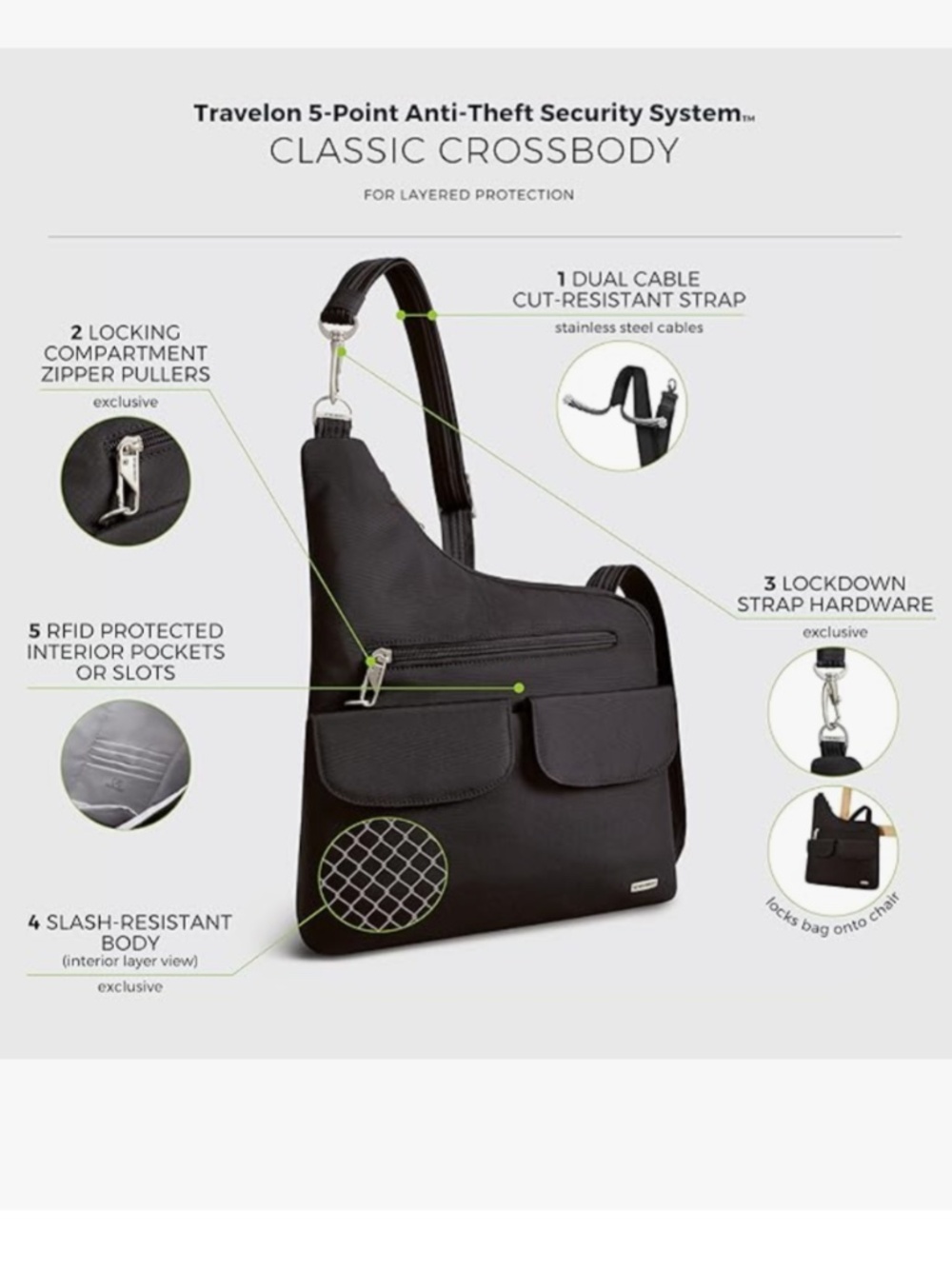 Travelon Anti-Theft Cross-Body Bag In Midnight Blue - Picture 2 of 13
